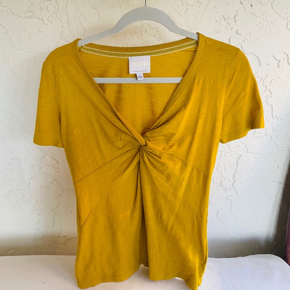 Anthropologie Ettiwa Sz Sm Twist-Tie Top Mustard
